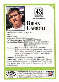 1991 Champs Hi Flyers #20 Brian Carroll Back