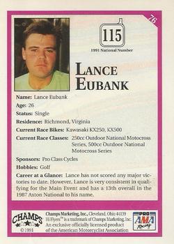 1991 Champs Hi Flyers #76 Lane Eubank Back