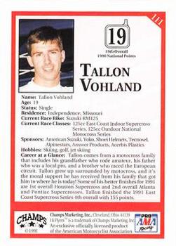 1991 Champs Hi Flyers #111 Tallon Vohland Back