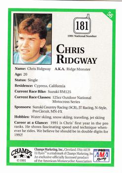 1991 Champs Hi Flyers #56 Chris Ridgway Back