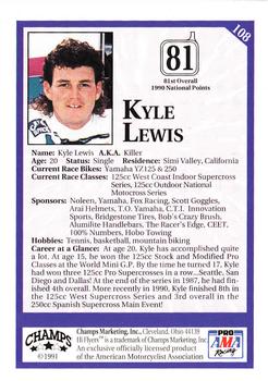 1991 Champs Hi Flyers #108 Kyle Lewis Back