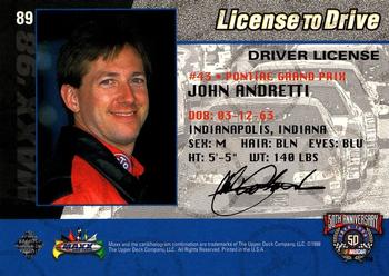 1998 Maxx #89 John Andretti's Car Back