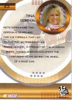 2004 Press Pass Optima #43 Tina Gordon Back