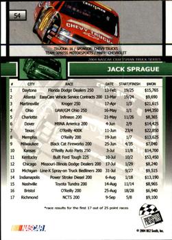 2005 Press Pass #54 Jack Sprague Back