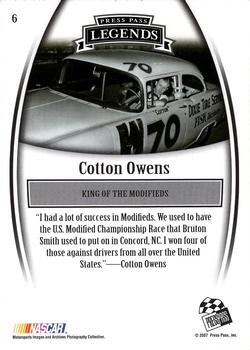 2007 Press Pass Legends #6 Cotton Owens Back
