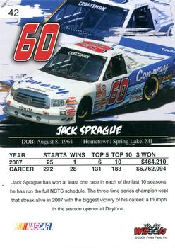 2008 Wheels High Gear #42 Jack Sprague Back