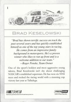 2010 Press Pass Eclipse #1 Brad Keselowski Back