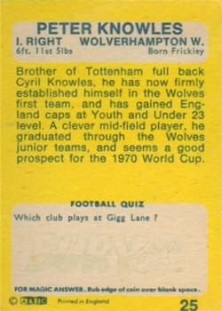 1968-69 A&BC Chewing Gum #25 Peter Knowles Back