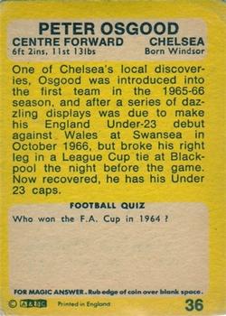 1968-69 A&BC Chewing Gum #36 Peter Osgood Back