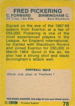 1968-69 A&BC Chewing Gum #78 Fred Pickering Back