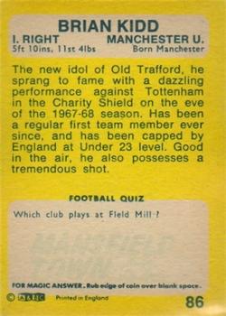 1968-69 A&BC Chewing Gum #86 Brian Kidd Back