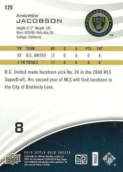 2010 Upper Deck MLS #125 Andrew Jacobson Back