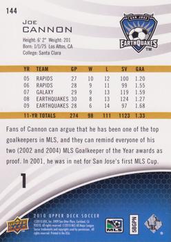 2010 Upper Deck MLS #144 Joe Cannon Back