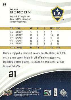 2010 Upper Deck MLS #97 Alan Gordon Back