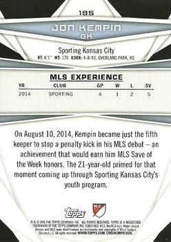 2015 Topps MLS #195 Jon Kempin Back