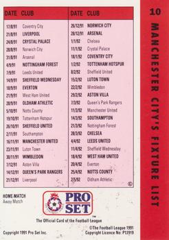 1991-92 Pro Set Fixtures #10 Keith Curle Back