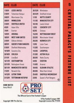 1991-92 Pro Set Fixtures #5 John Salako Back