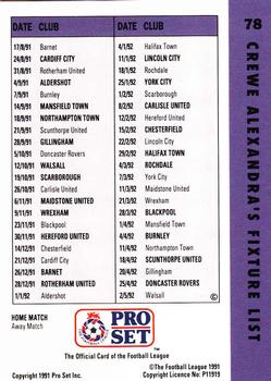 1991-92 Pro Set Fixtures #78 Mark Gardiner  Back