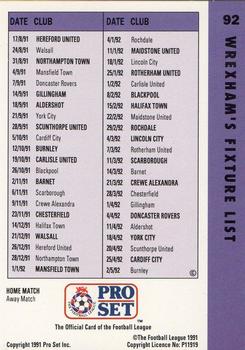1991-92 Pro Set Fixtures #92 Graham Cooper Back