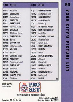 1991-92 Pro Set Fixtures #93 Steve Tutill Back