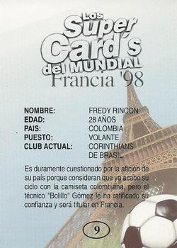1998 Los Super Cards Del Mundial Francia #9 Freddy Rincon Back