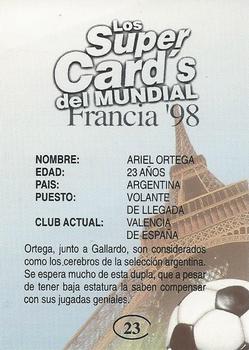 1998 Los Super Cards Del Mundial Francia #23 Ariel Ortega Back