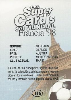 1998 Los Super Cards Del Mundial Francia #116 Arnold Wetl Back