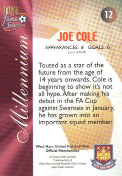 2000 Futera Fans Selection West Ham #12 Joe Cole Back