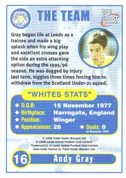 1997-98 Futera Leeds United Fans' Selection #16 Andy Gray Back