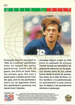 1993 Upper Deck World Cup Preview (English/Spanish) #111 Giuseppe Signori Back
