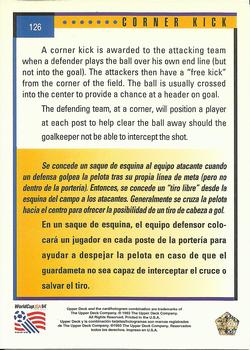 1993 Upper Deck World Cup Preview (English/Spanish) #126 Corner Kick Back