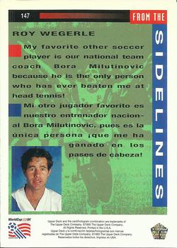 1993 Upper Deck World Cup Preview (English/Spanish) #147 Roy Wegerle Back