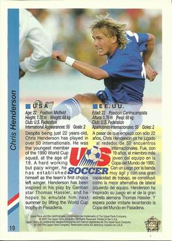 1993 Upper Deck World Cup Preview (English/Spanish) #19 Chris Henderson Back