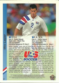 1993 Upper Deck World Cup Preview (English/Spanish) #2 Mike Lapper Back