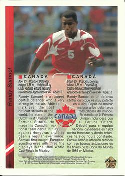 1993 Upper Deck World Cup Preview (English/Spanish) #49 Randy Samuel Back
