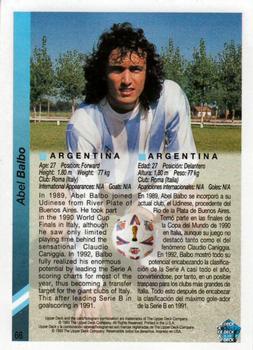 1993 Upper Deck World Cup Preview (English/Spanish) #66 Abel Balbo Back