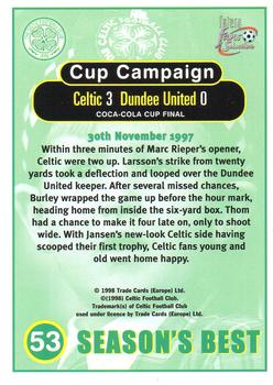 1997-98 Futera Celtic Fans Selection - Foil #53 Celtic 3 Dundee Utd 0 Back