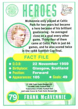 1997-98 Futera Celtic Fans Selection - Foil #79 Frank McAvannie Back