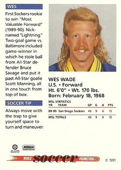 1991 Soccer Shots MSL #014 Wes Wade  Back