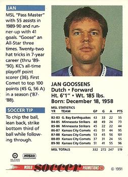 1991 Soccer Shots MSL #035 Jan Goossens  Back
