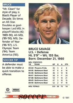 1991 Soccer Shots MSL #053 Bruce Savage  Back