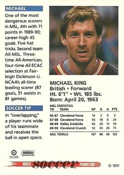 1991 Soccer Shots MSL #058 Michael King  Back