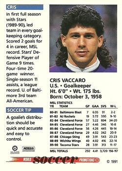 1991 Soccer Shots MSL #087 Cris Vaccaro  Back