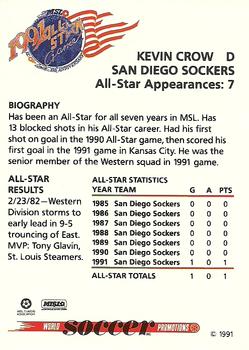 1991 Soccer Shots MSL - All-Star #3 Kevin Crow Back