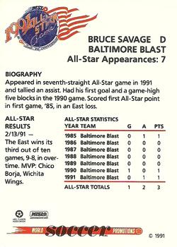 1991 Soccer Shots MSL - All-Star #12 Bruce Savage Back