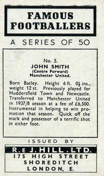 1939 R & J Hill Famous Footballers Series 1 #5 Jack Smith Back