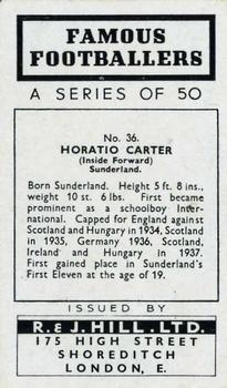 1939 R & J Hill Famous Footballers Series 1 #36 Raich Carter Back