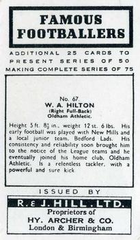 1939 R & J Hill Famous Footballers Series 2 #67 Billy Hilton Back