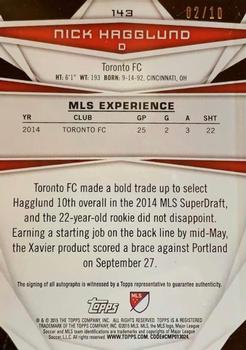 2015 Topps MLS - Autographs Black #143 Nick Hagglund Back