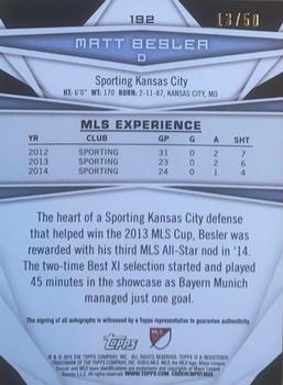 2015 Topps MLS - Autographs Blue #192 Matt Besler Back